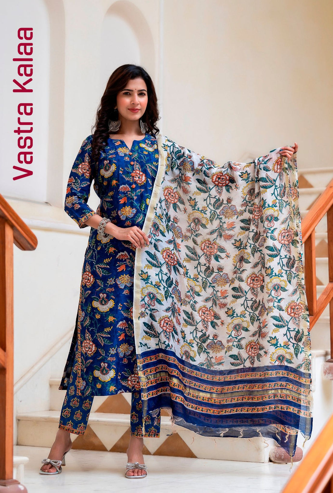 "Poly Rayon Royal Indigo Garden Kurta Sets"